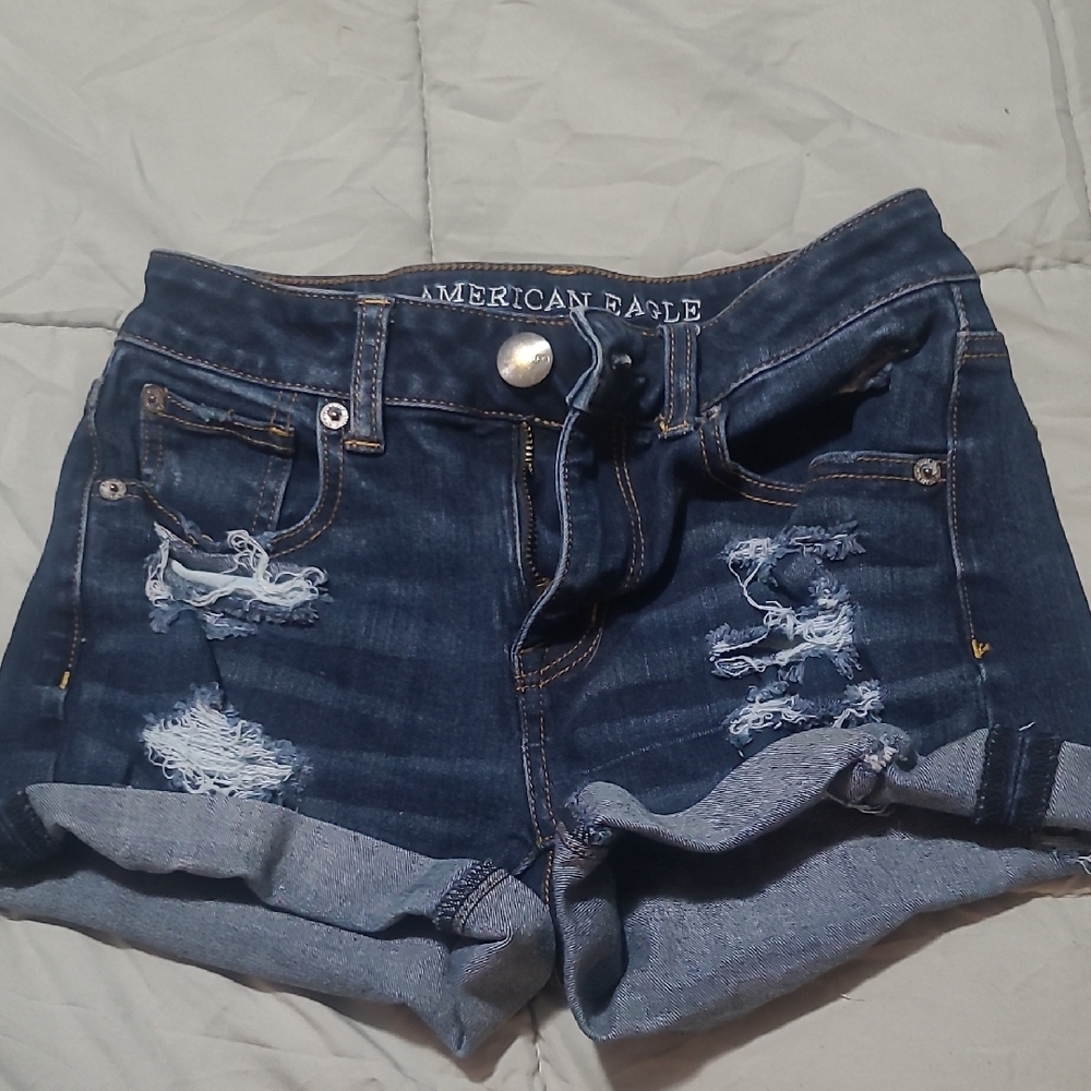 American Eagle Outfitters Blue Ripped Denim Shorts